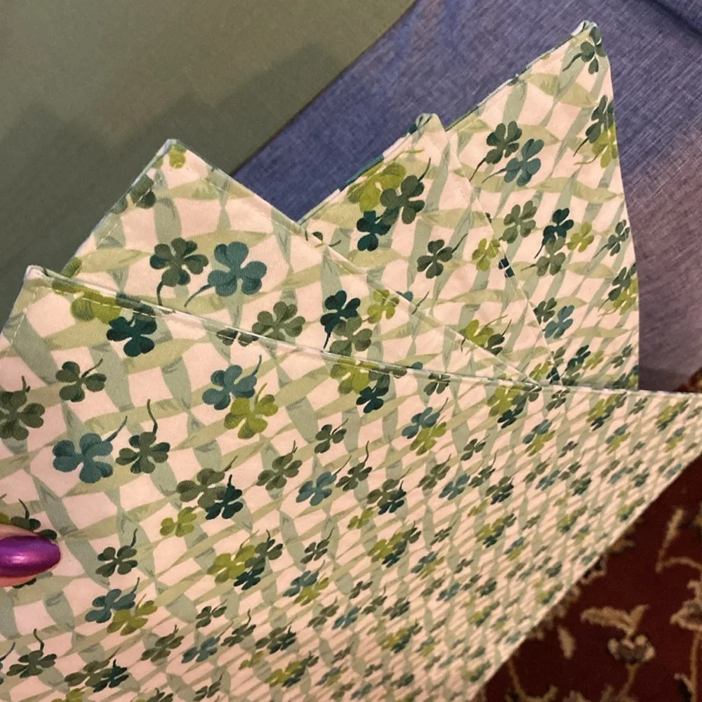 Longaberger 4 Fabric Shamrock Placemats Used Lots of Luck
